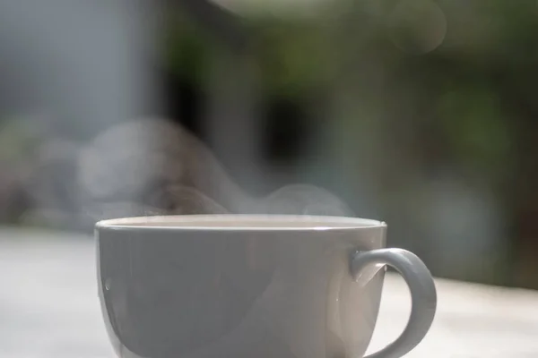 White Coffee Cup Natural Blurred Background —  Fotos de Stock