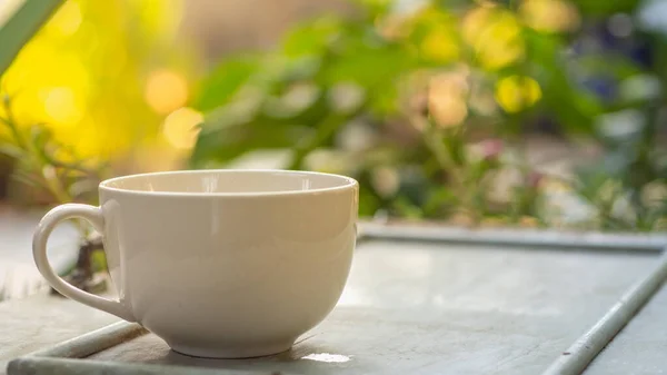 Taza Café Blanco Sobre Fondo Luz Natural —  Fotos de Stock