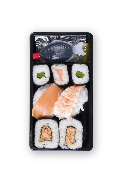Svart sushi ruta — Stockfoto