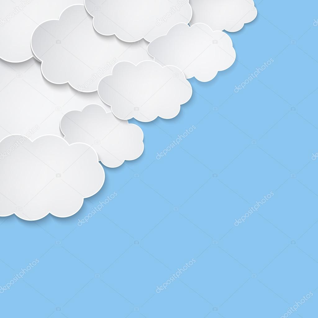 speech clouds on blue