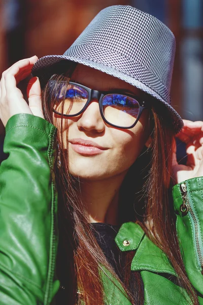 Portrait of a beautiful adult sensual woman in glasses — Stock Photo, Image