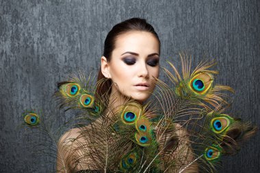 High fashion look glamor closeup portrait of beautiful sexy styl