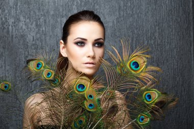 High fashion look glamor closeup portrait of beautiful sexy styl