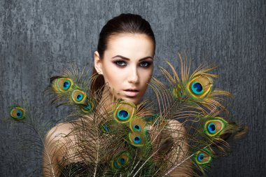 High fashion look glamor closeup portrait of beautiful sexy styl