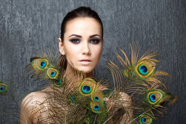 High fashion look glamor closeup portrait of beautiful sexy styl