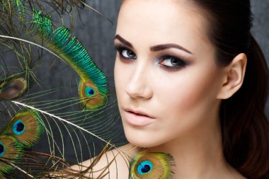 High fashion look glamor closeup portrait of beautiful sexy styl