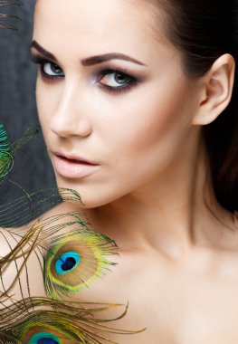 High fashion look glamor closeup portrait of beautiful sexy styl