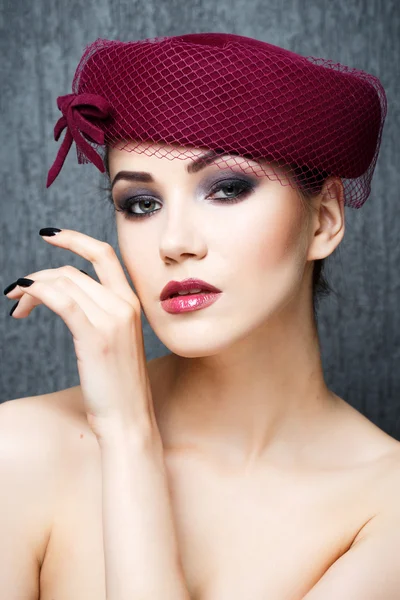 High fashion look glamor closeup portrait of beautiful sexy styl — Stock Photo, Image