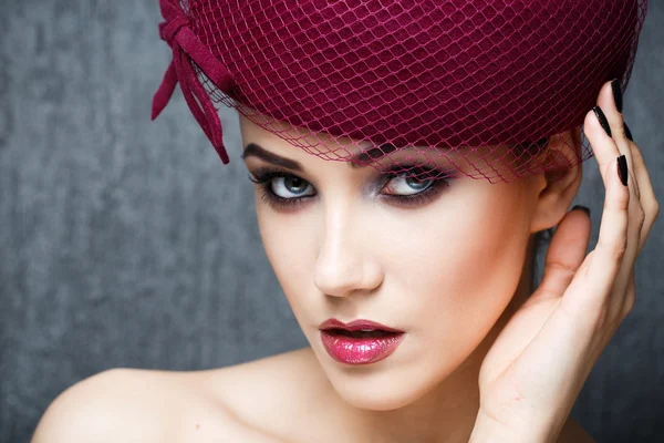 High fashion look glamor closeup portrait of beautiful sexy styl — Stock Photo, Image