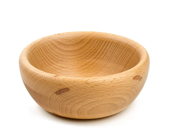 Wooden bowl isolated on white — Stock Photo, Image