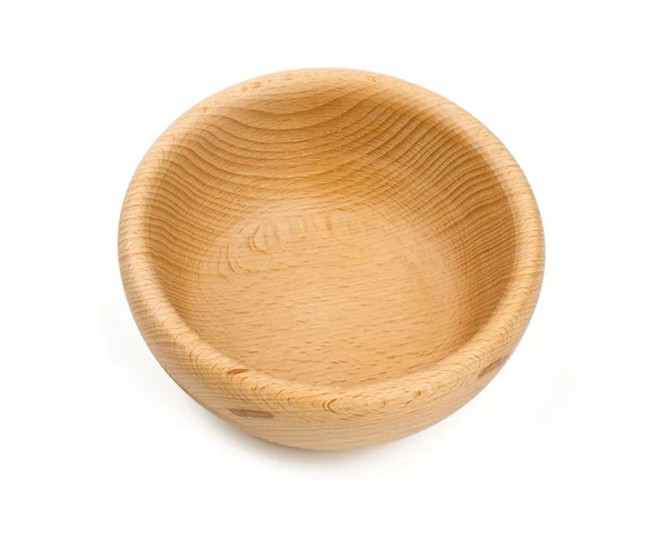 Wooden bowl isolated on white — Stock Photo, Image