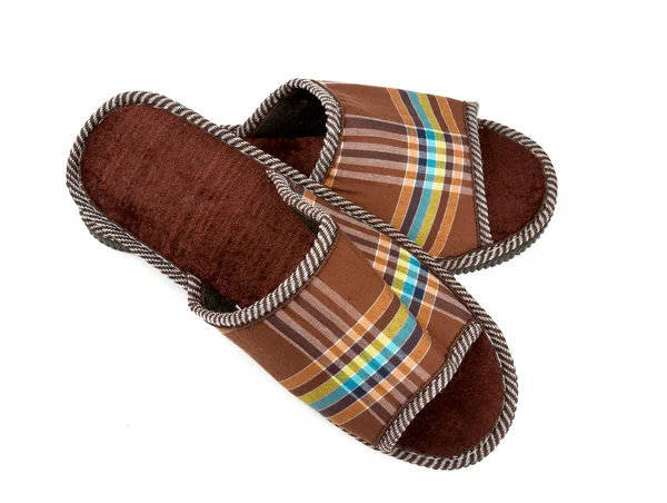 Bruin slippers geïsoleerd op wit — Stockfoto