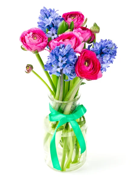 Spring bouquet in glass vase — Stock Photo, Image