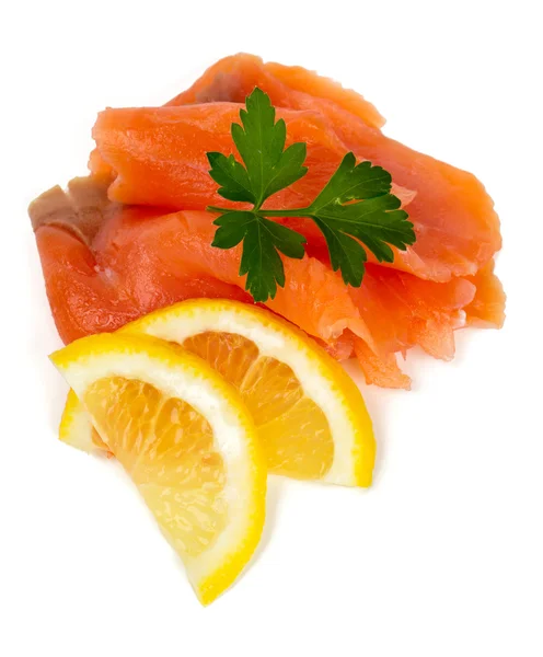 Smoked salmon on white — Stock Photo, Image
