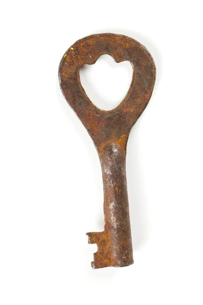 Παλιά ρουστίκ κλειδί πάνω από λευκό — Φωτογραφία Αρχείου