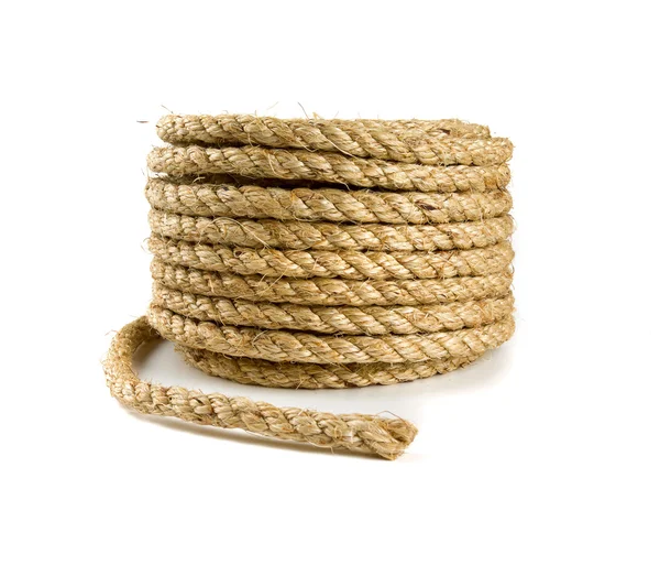 Roll of jute rope isolated on white background — Stock Photo, Image