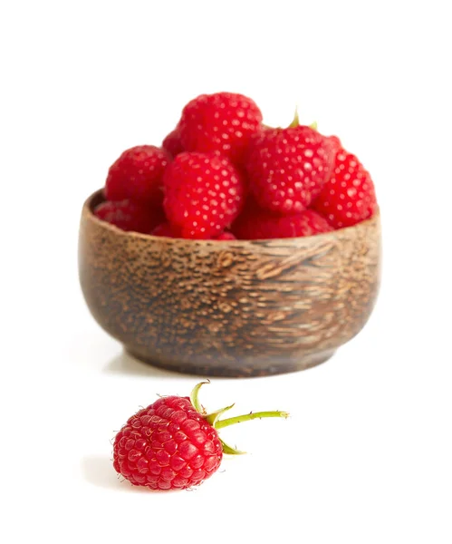 Fresh Raspberries Isolated White Background — Stock Photo, Image