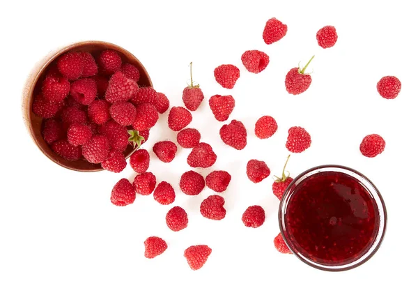 Fresh Raspberries Jam Isolated White Background — Stock Photo, Image