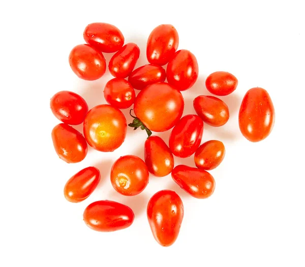 Variedade Tomates Miniatura Isolados Branco — Fotografia de Stock