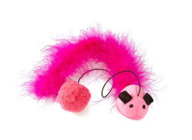 Beyaz arkaplanda izole edilmiş fare için pembe oyuncak