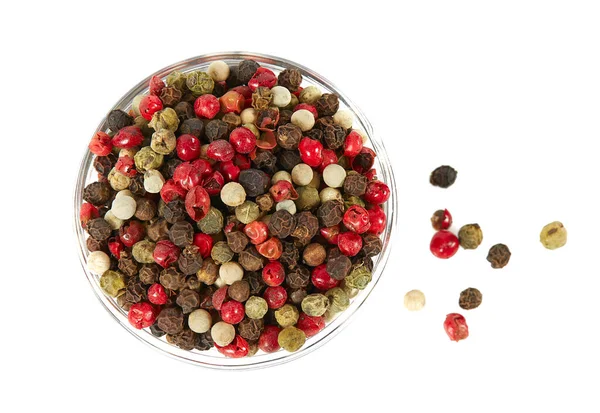 Color Peppercorns Isolated White Background — Stock Photo, Image