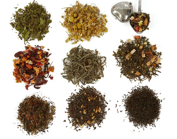 分离于白色背景中的茶的分类 — 图库照片
