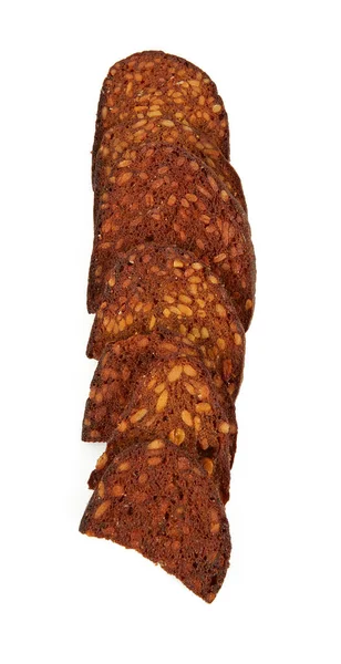 Roasted rye bread with sunflower seeds isolated on white — Stock Image Roasted Rye Bread Sunflower Seeds Isolated White Royalty Free Stock Photos