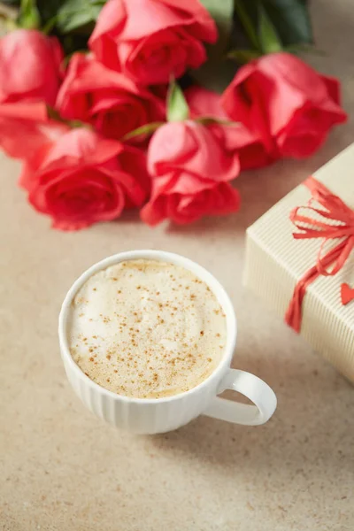 Café Día San Valentín Superficie Piedra —  Fotos de Stock