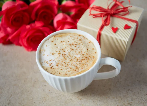 Káva Svatého Valentýna Kamenný Povrch — Stock fotografie