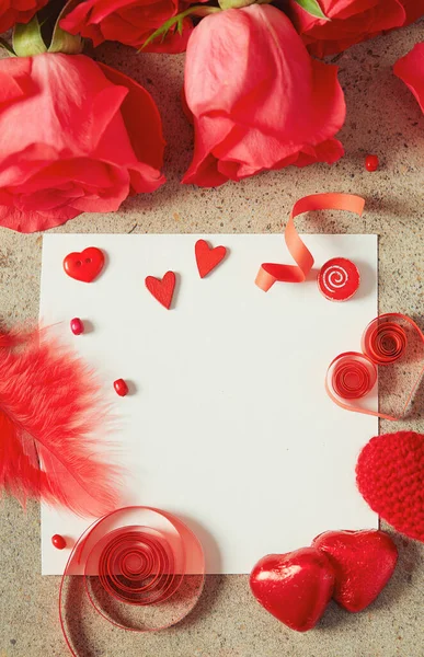 Valentine Day Decorations Stone Surface — Stock Photo, Image