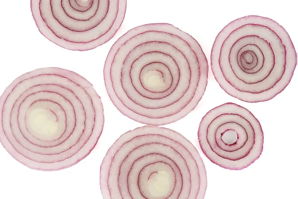 Red Onion Slices Isolated White Backrgound — Stock Photo, Image