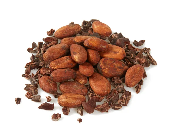 Pepitas Cacao Frijoles Aislados Sobre Fondo Blanco —  Fotos de Stock