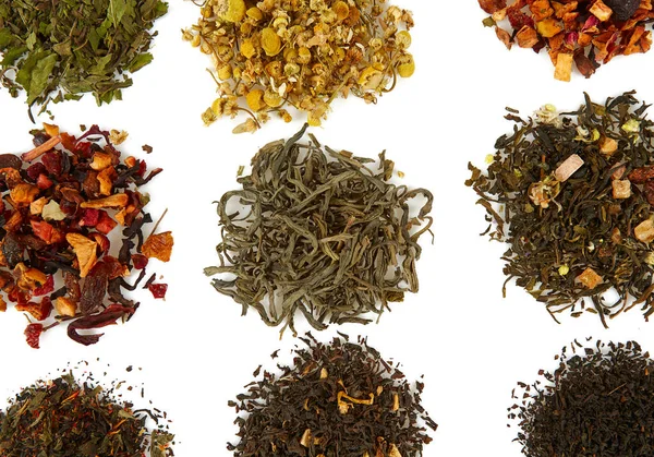 Auswahl Tee Isoliert Auf Weißem Hintergrund — Stockfoto