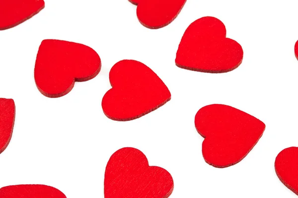 Corações Madeira Vermelho Isolado Fundo Branco — Fotografia de Stock