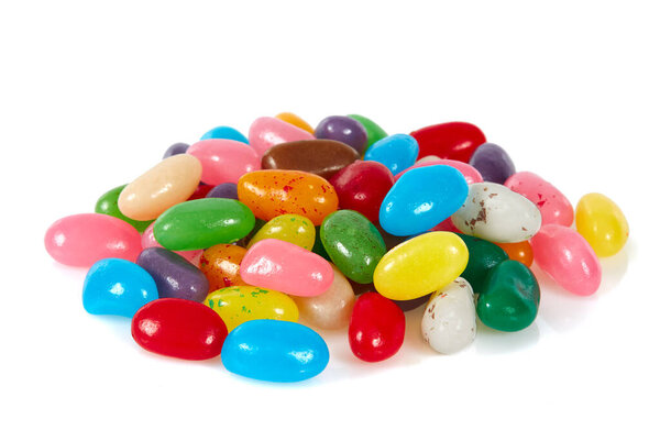 chewy jelly  beans isolated on white background