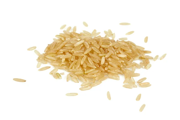 Kahverengi Pirinç Beyaz Arka Planda Izole Edilmiş — Stok fotoğraf