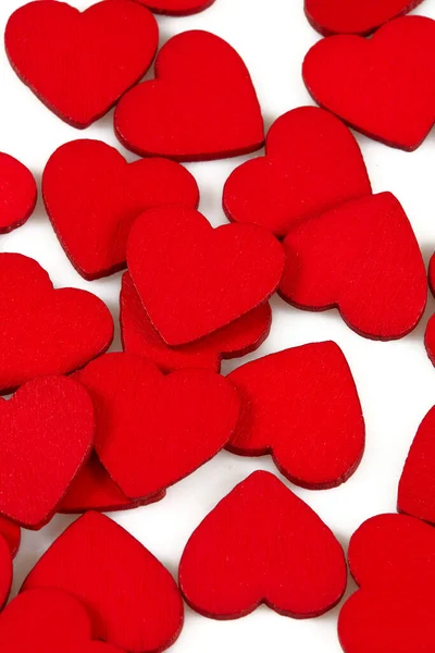 Corações Madeira Vermelho Isolado Fundo Branco — Fotografia de Stock