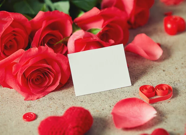 Decorações Dia São Valentim Superfície Pedra — Fotografia de Stock