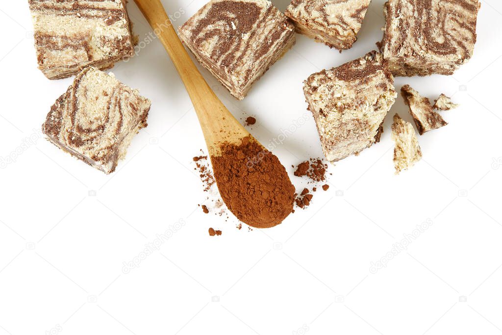 chocolate chalva isolated on white background