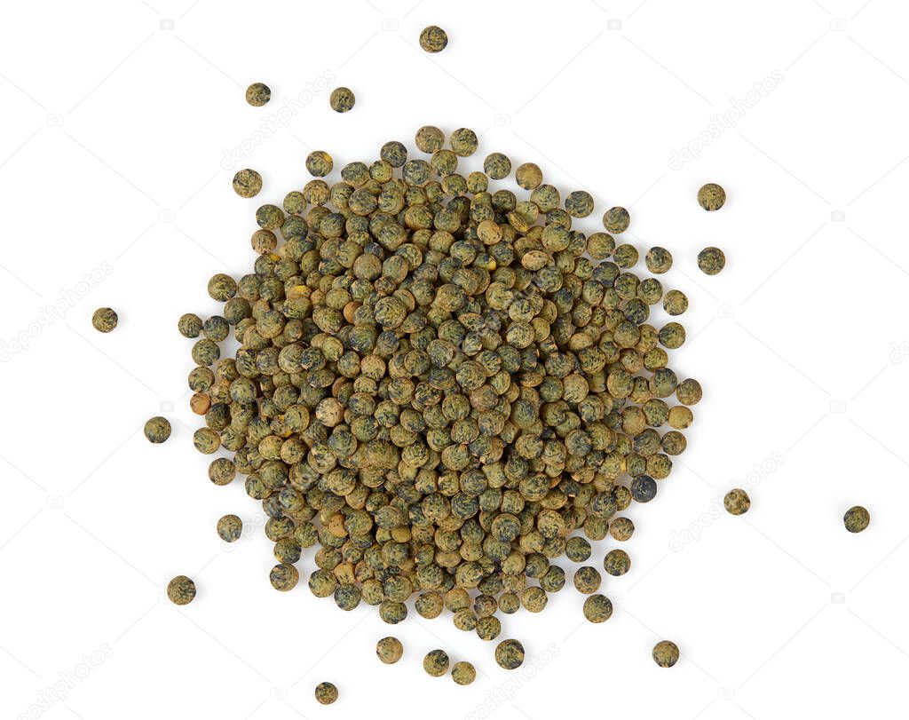 french lentils isolated on white background