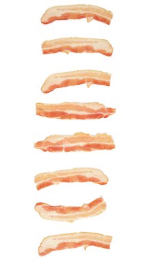 Beyaz arka planda izole edilmiş domuz pastırması.