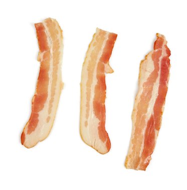 Beyaz arka planda izole edilmiş domuz pastırması.