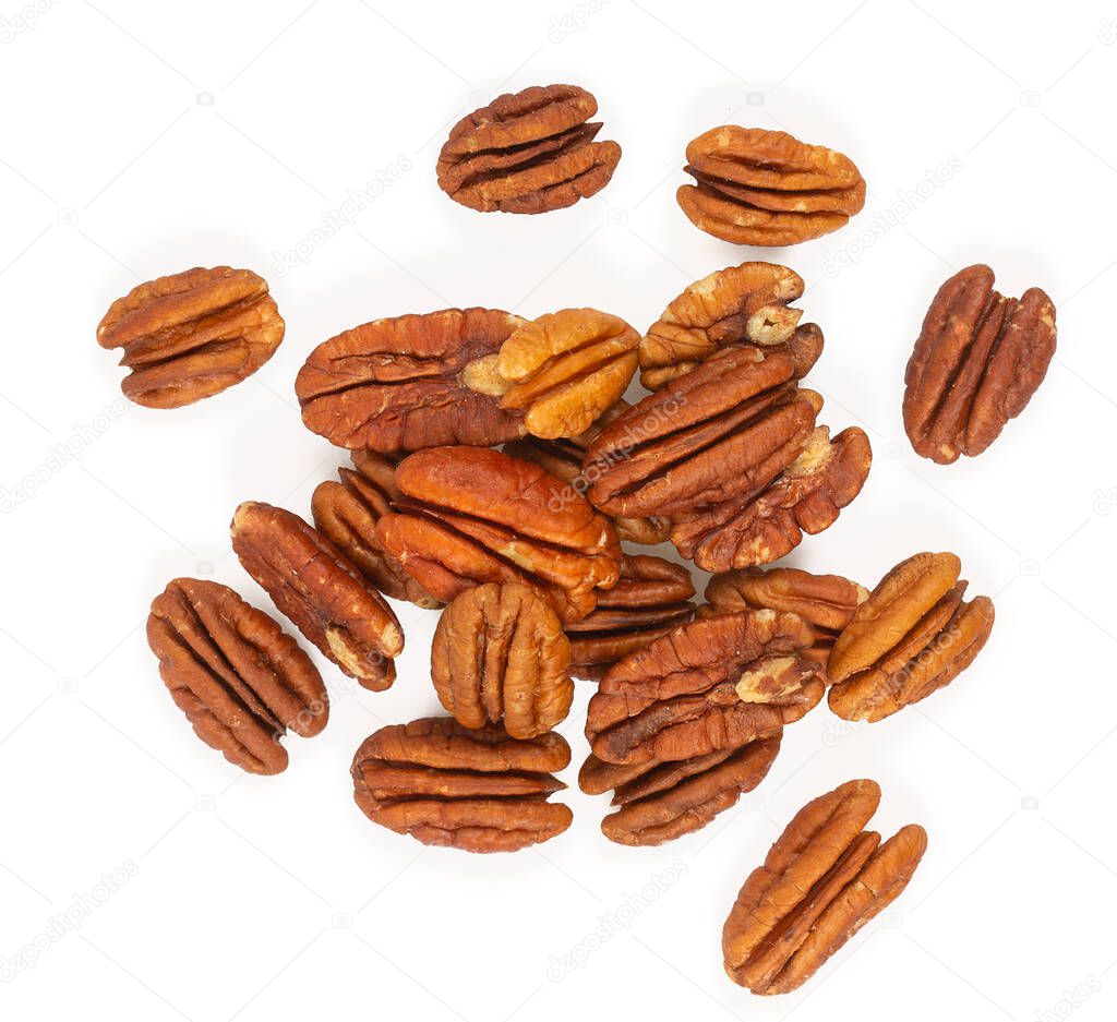 pecan nuts isolated on white backrgound