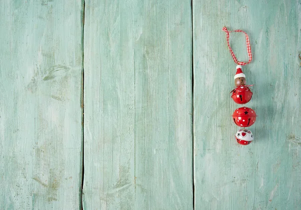 Décorations Noël Sur Surface Bois Turquoise — Photo