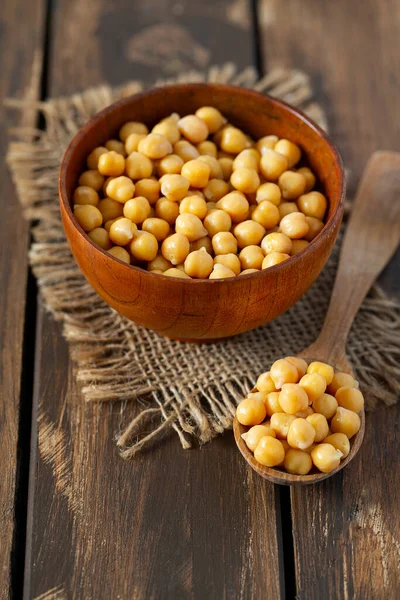 Chickpeas Blue Wooden Surface — Stock Photo, Image