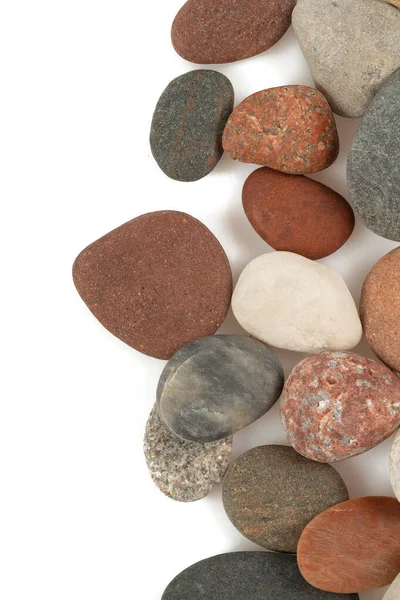 Sea Pebbles Isolated White Backrgound Border — Stock Photo, Image