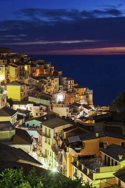 Manarola архітектура уночі — стокове фото