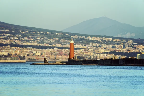 Farol de Nápoles e Vesúvio — Fotografia de Stock