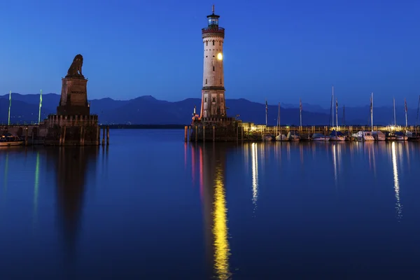 Lindau Lighthouse at night — Stock Photo, Image