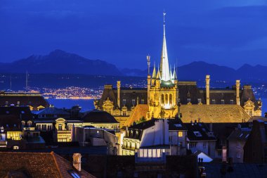 Lausanne panorama with Saint-Francois Church   clipart